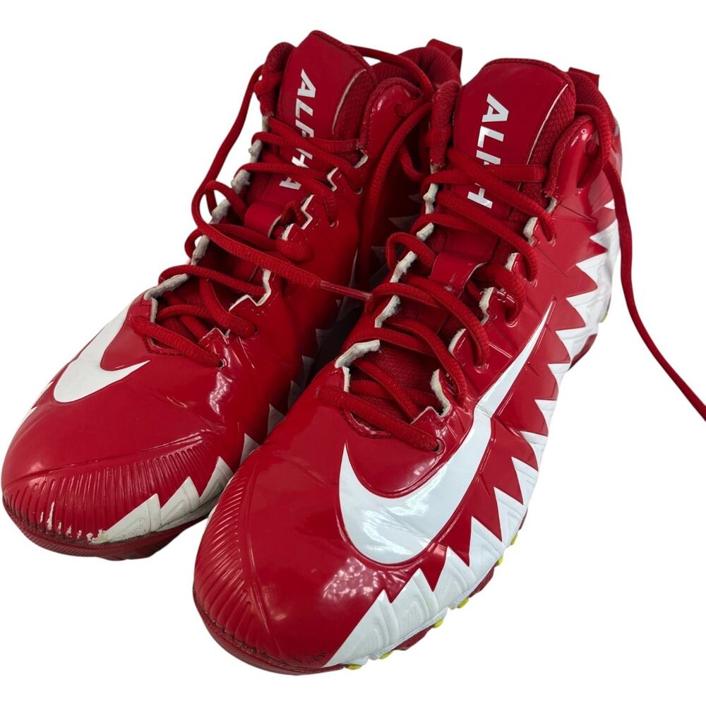 Nike Alpha Menace Shark Men 9.5 Football Cleats Red White Athletic Shoes